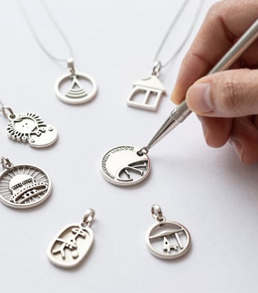 Close-up of a beautifully detailed silver necklace resting on a rich red fabric background.