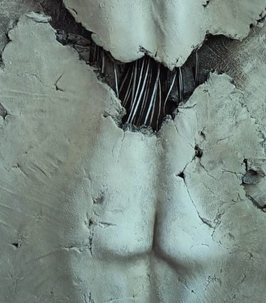 A clickable link leading to a page with further information about the relief series, 'Fragmented'