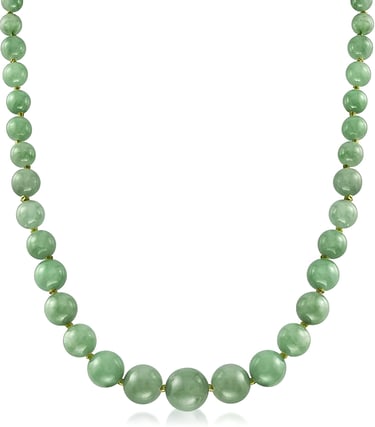 Jade Beaded Graduated Necklace with Gold Spacers
