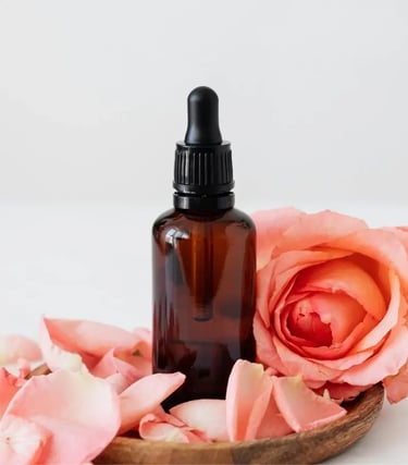 homeopathy for women a bottle with homeopathy on tray with roses