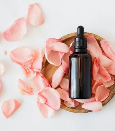 homeopathy for women a bottle with homeopathy on tray with roses