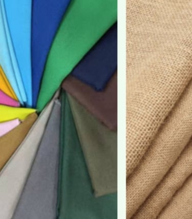 Various natural and eco-friendly fabrics like cotton and canvas for custom bags.