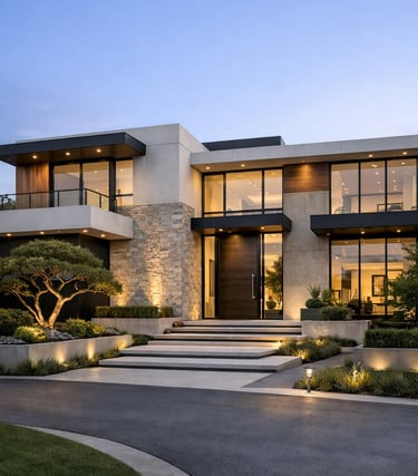 Luxury waterfront home with outdoor patio, pool, and panoramic lake views