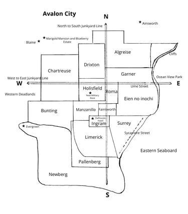 Map of Districts in Avalon