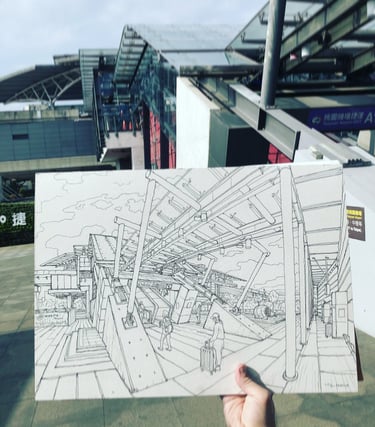 Urban sketch by Evgeny Bondarenko in Taiwan