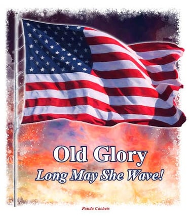 Cachet illustration of Old Glory, the US flag