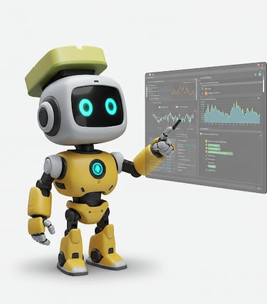 a robot with a green hat and a white background