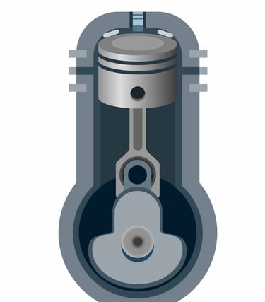 a piston engine with a piston block and a piston