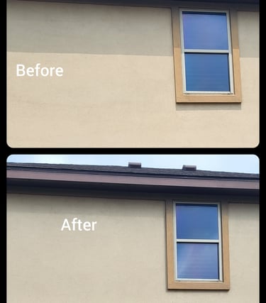 Second floor of house stucco cleaning