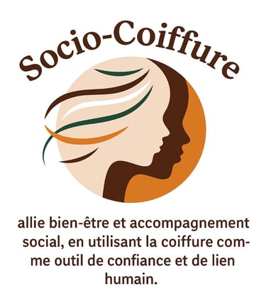 Logo Socio-coiffure, allie bien-être et accompagnement socail.