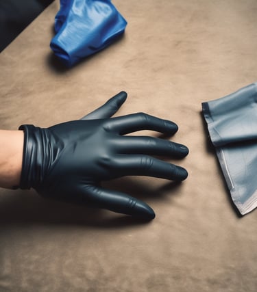 User wearing gloves working for sanitation