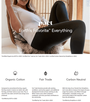 Woman in a yoga pose wearing Pact Apparel organic cotton leggings with pockets, highlighting