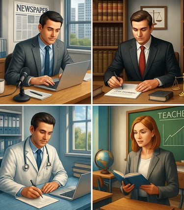 jurnalist, avocat, medic, invatator