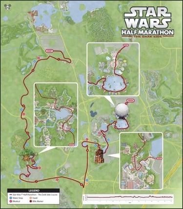 2017 runDisney Star Wars The Dark Side Half Marathon Weekend Half Marathon Course Map