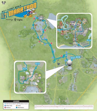 2019 runDisney Walt Disney World Marathon Weekend Half Marathon Course Map