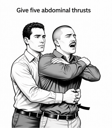 male with linked hands wrapped around another male with arms crossed with arrow pushing in