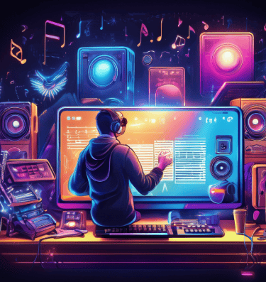 a man in headphones and headphones is playing music submission