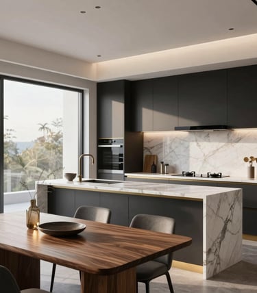 Aerial view of a contemporary housing complex or office park.