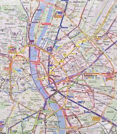 Mapa komunikacji miejskiej w Budapeszcie