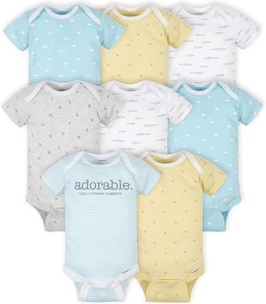 8 pack baby onsies with snaps and adjustable collar