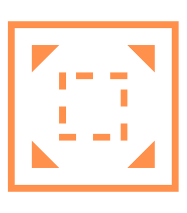 a square shaped orange and white sign with the letter e