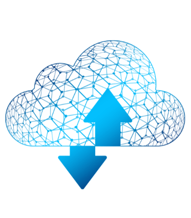 a cloud with a arrow pointing up to a cloud