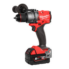 Milwaukee M18 FUEL cordless hammer drill with 5.0Ah lithium battery and side handle