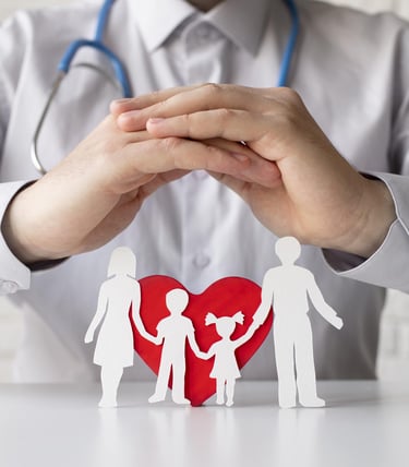 doctor giving shelter of his hands
