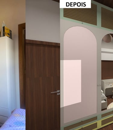 Antes e depois - quarto de menina