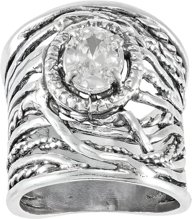 Statement Sterling Silver Ring in Brutalist Style by Silpada