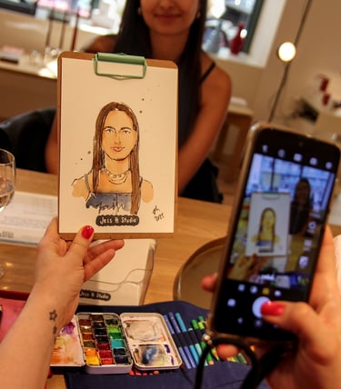 Live-zeichnen buchen Schnellportrait für Firmenveranstaltungen, Fashion und Beauty Events Firmenfeiern zur Kundenbindung