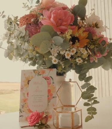 Bouquet de la mariée filmé par une vidéaste de mariage à Dinan