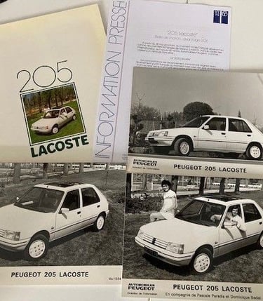 dossier de presse de la peugeot 205 Lacoste 5 portes de 1984