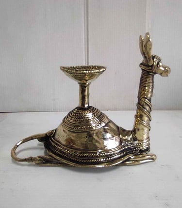 "Brass camel figurine featuring traditional tribal lamp holder design-for international trade"