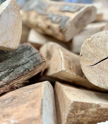 Close up of standard size kiln-dried logs