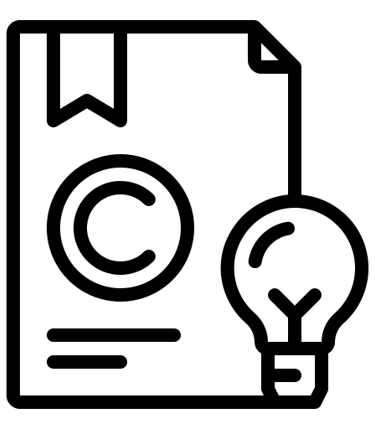 Icon of paper with patent copyright on it