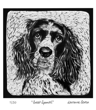 Limited edition giclee print of a clay tile featuring a Springer Spaniel