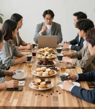 A close-up photo of hands selecting items from a gourmet savory platter with cheeses, grapes, and breads.