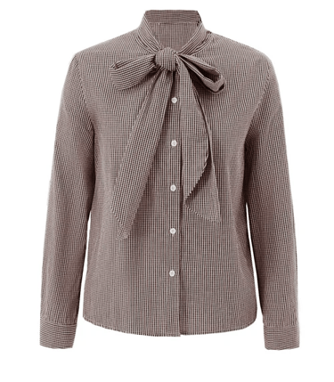 women's brown plaid long sleeve shirt