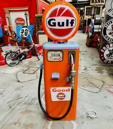 Restored American Gulf gasoline pump.Gulf gasoline pump,