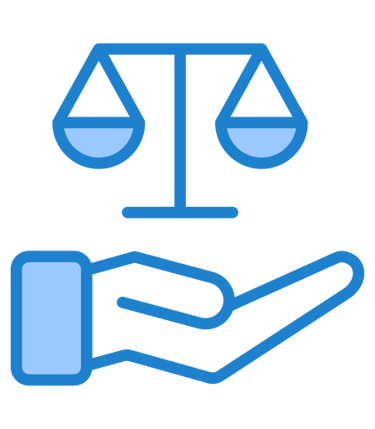 a hand holding a scale icon