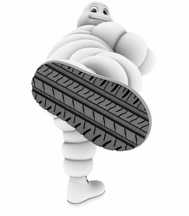 michelin tyre man in a nigerian tyre shop