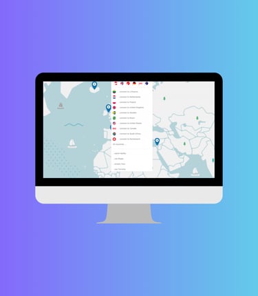 Photo of computer with VPN countries