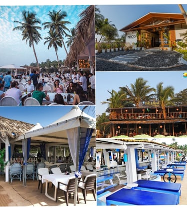 a collage of photos of a goa beach