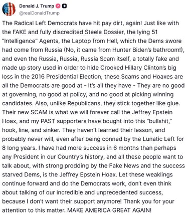 Donald J. Trump Truth Social 07.16.25 09:43 AM EST
