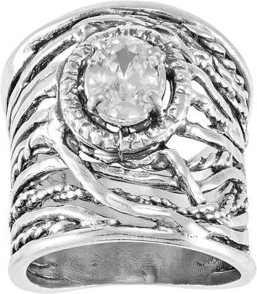 Statement Sterling Silver Ring in Brutalist Style by Silpada