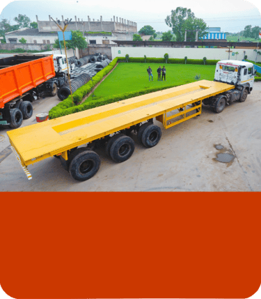 Custom-built Flatbed Trailer for transporting heavy equipment and containers – engineered by MS Engi