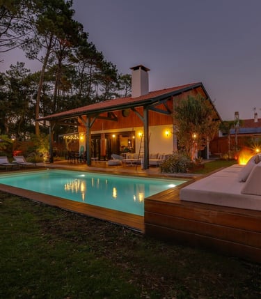 Villa de vacances à Tarnos avec piscine privée éclairée en soirée