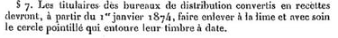 Circulaire postale n° 110 du 1er janvier 1874.