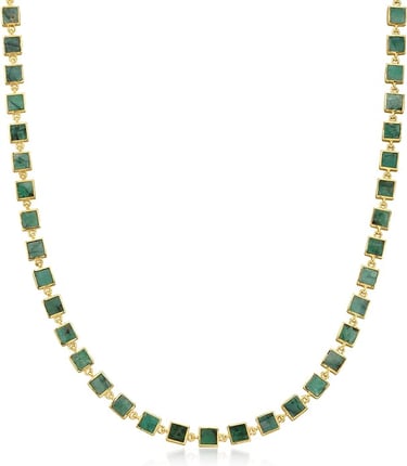 Emerald Square-Link Necklace in 18kt Gold Over Sterling. 18 inches
